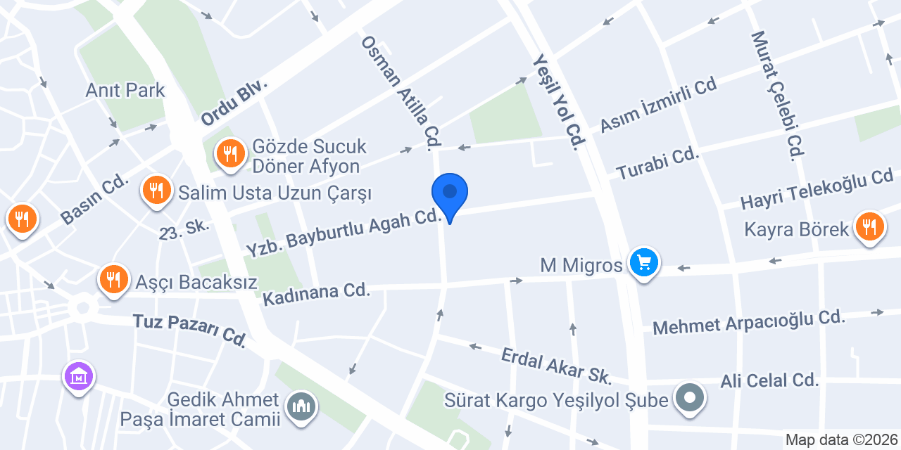 Afyon Tantuni Atölyesi konumu