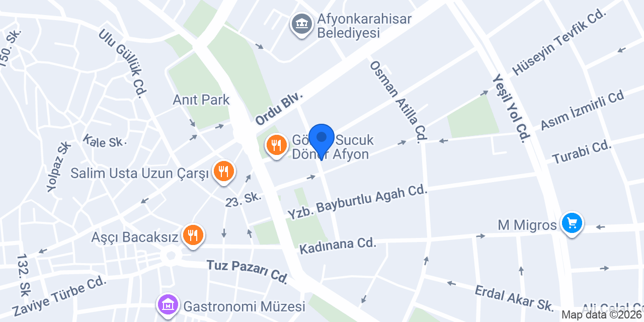 Afyon SYK ANADOLU Turizm konumu