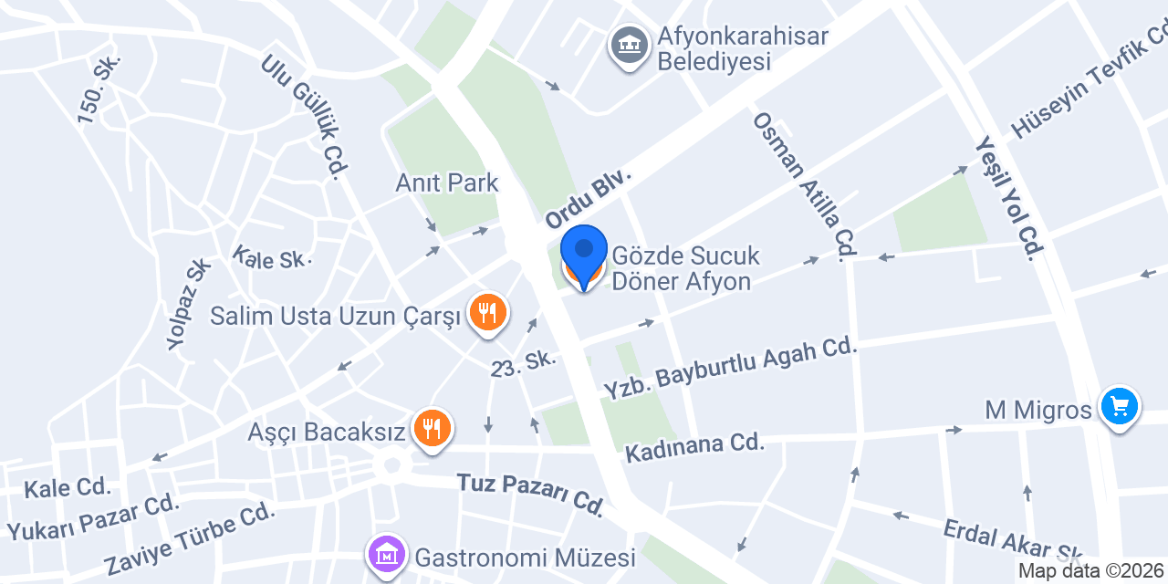 Gözde Sucuk Döner Afyon konumu