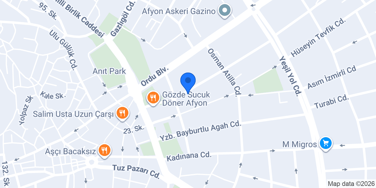 Afyon Avukat -Ayşe Ünlü -Ünlü Hukuk konumu