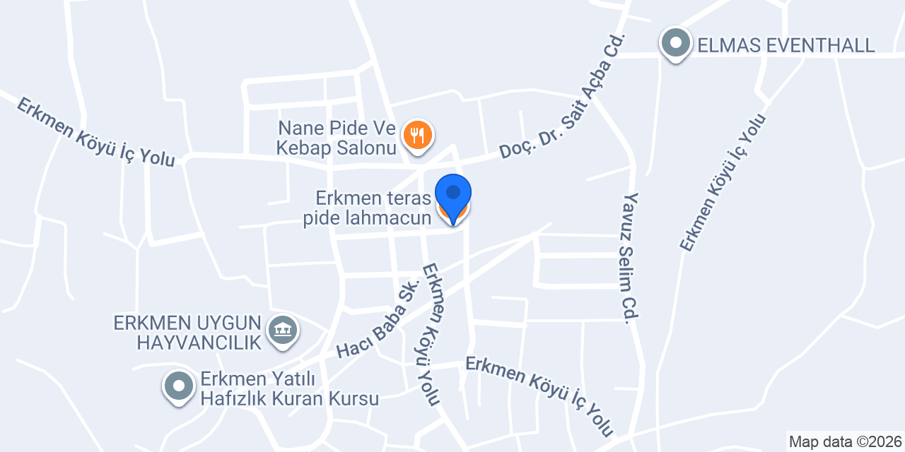 Erkmen teras pide lahmacun konumu