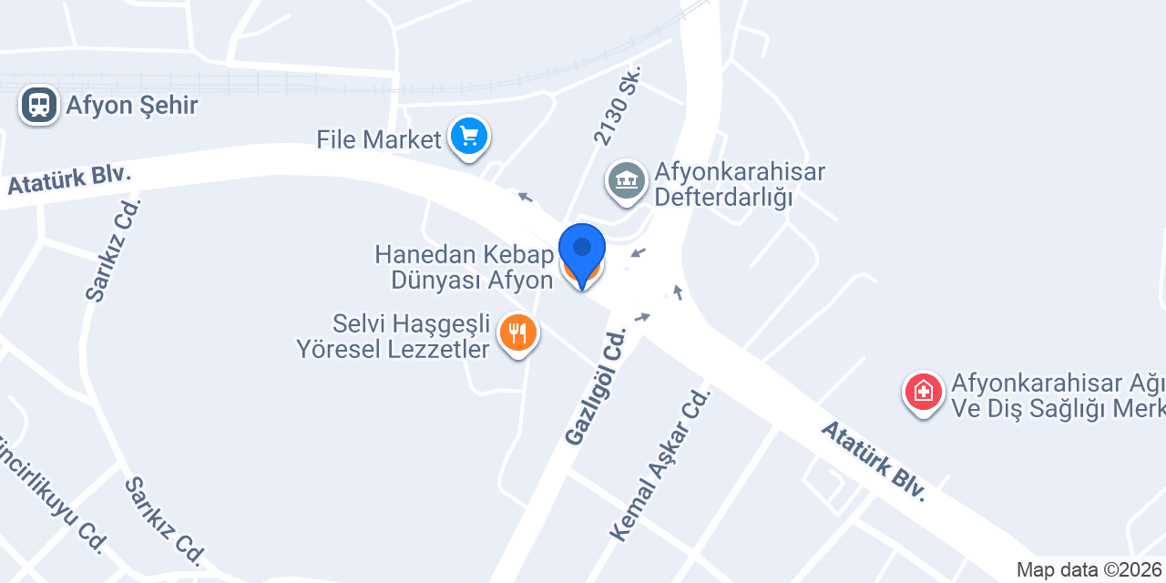 Hanedan Kebap Dünyası Afyon konumu