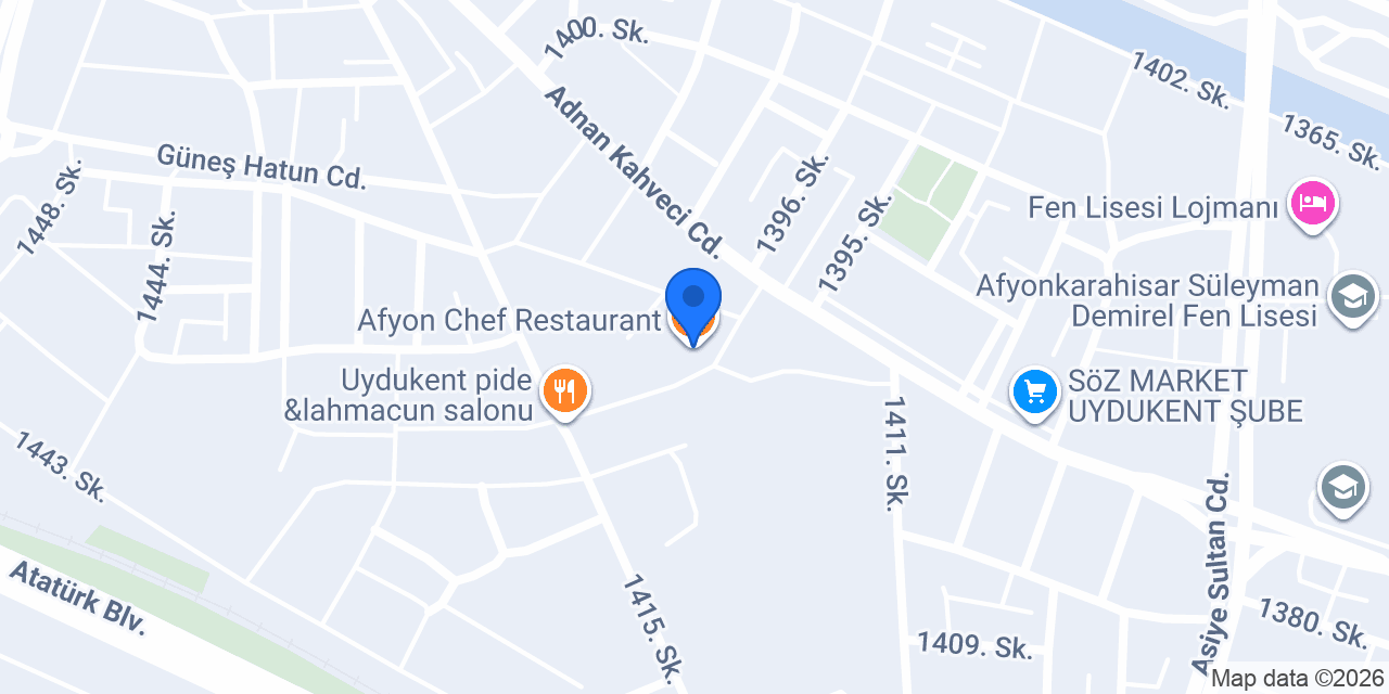 Afyon Chef Restaurant konumu