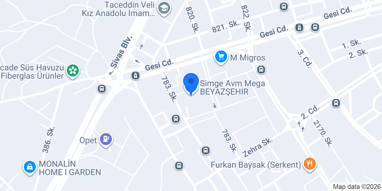 Simge Avm Mega BEYAZŞEHIR konumu