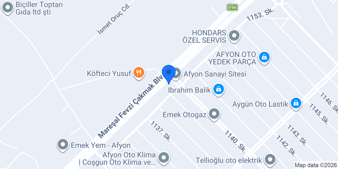 Afyon palet konumu