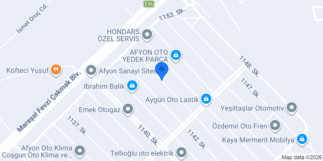 Çınar Otomotiv konumu