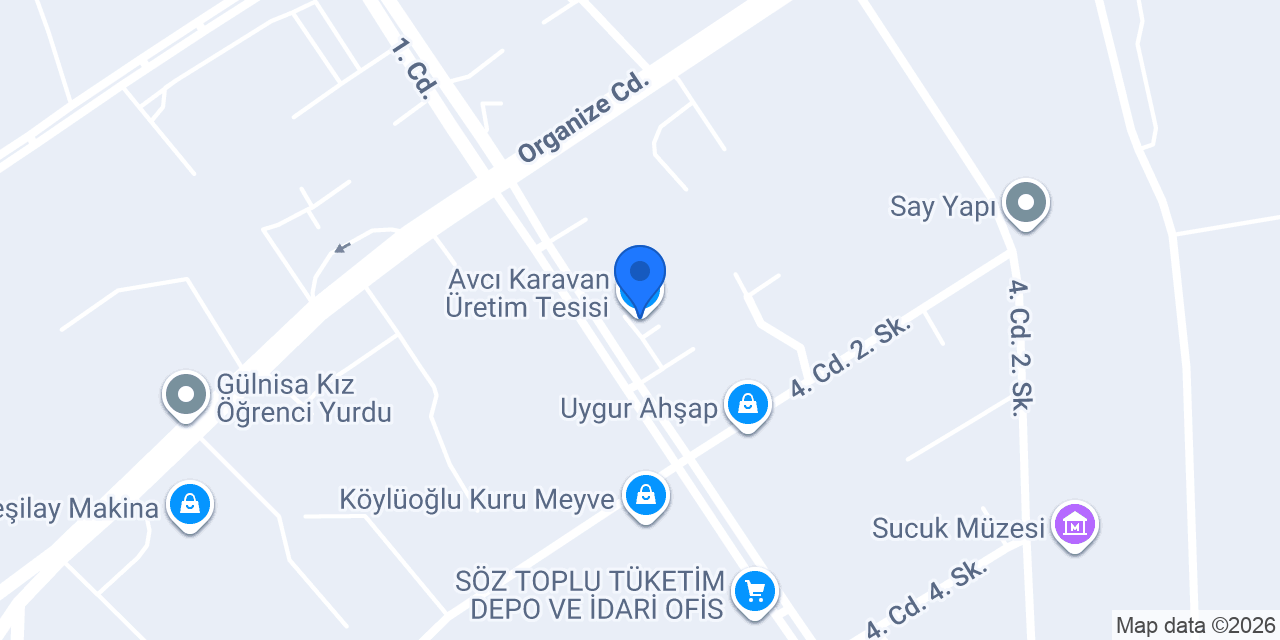 Avcı Karavan Üretim Tesisi konumu