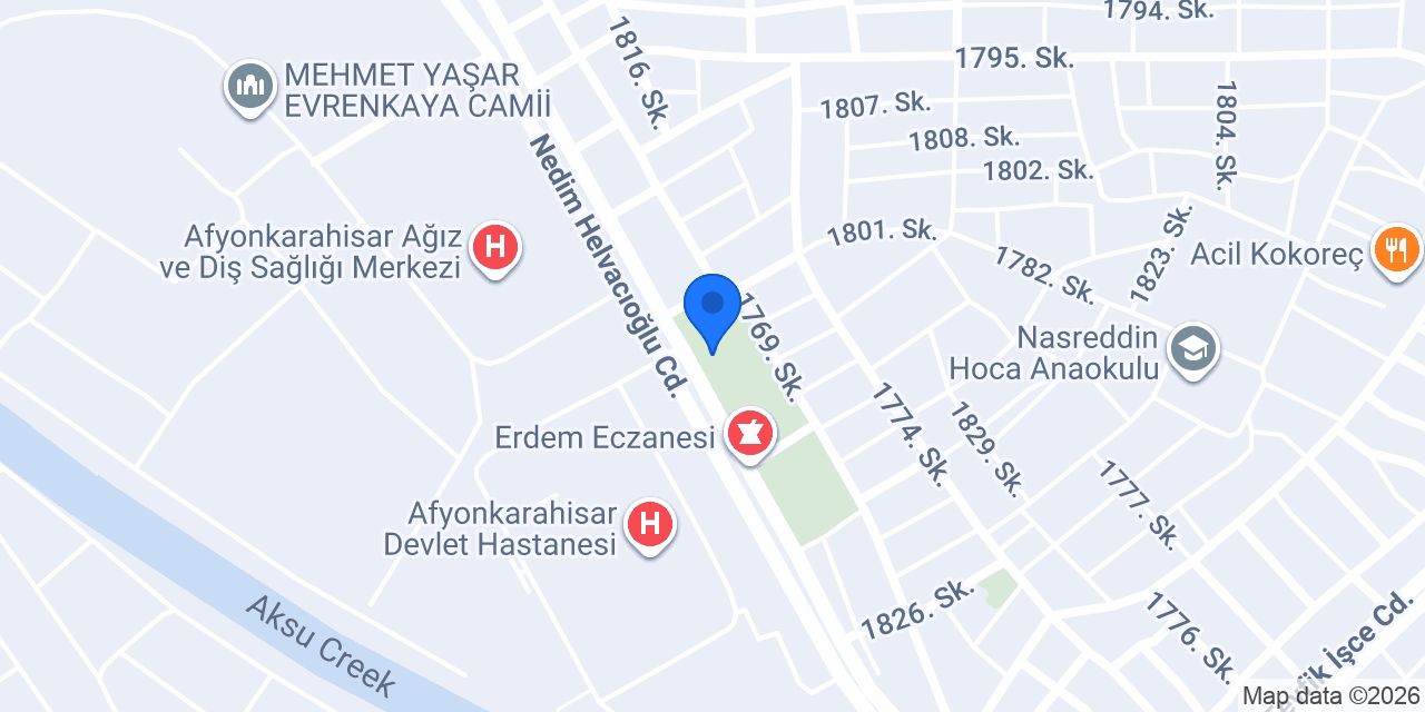 Afyon devlet hastanesi taksi durağı konumu