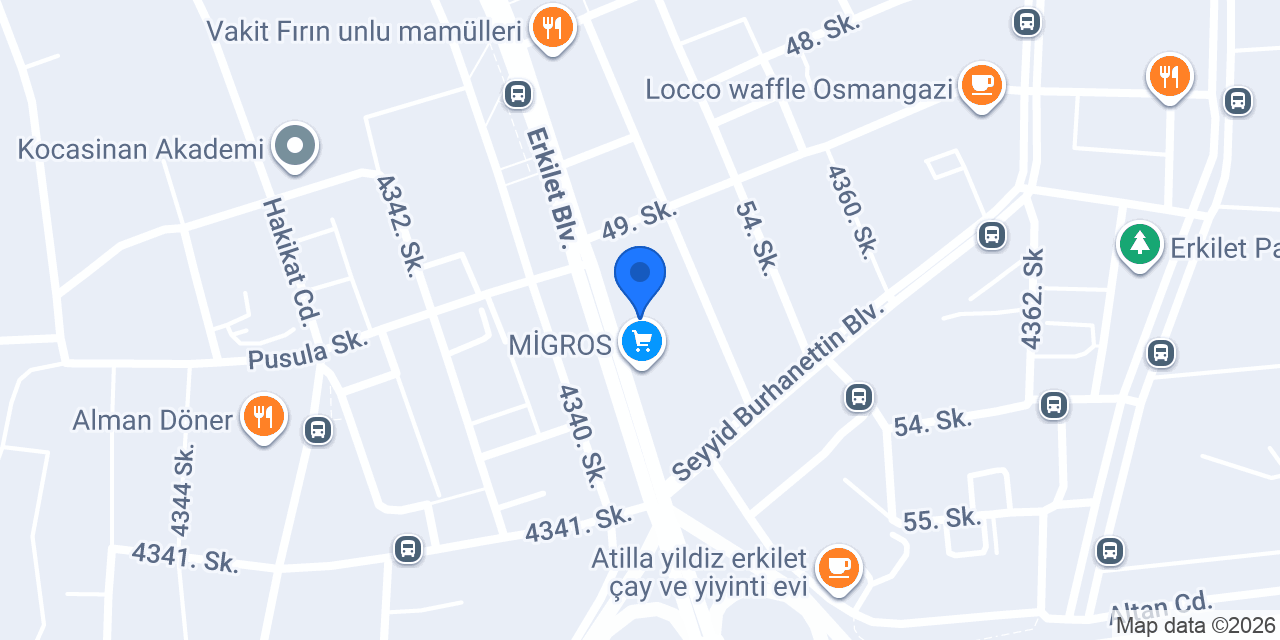Erkilet Kütüphanesi konumu