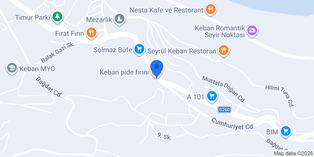 Keban pide fırını konumu