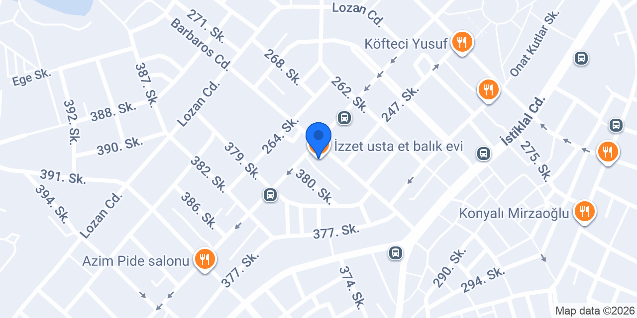 İzzet usta et balık evi konumu