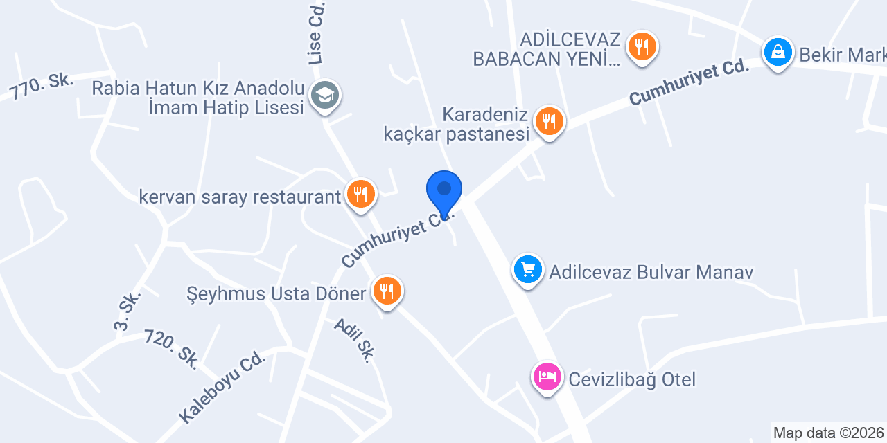 Bilge Kırtasiye Kitabevi konumu