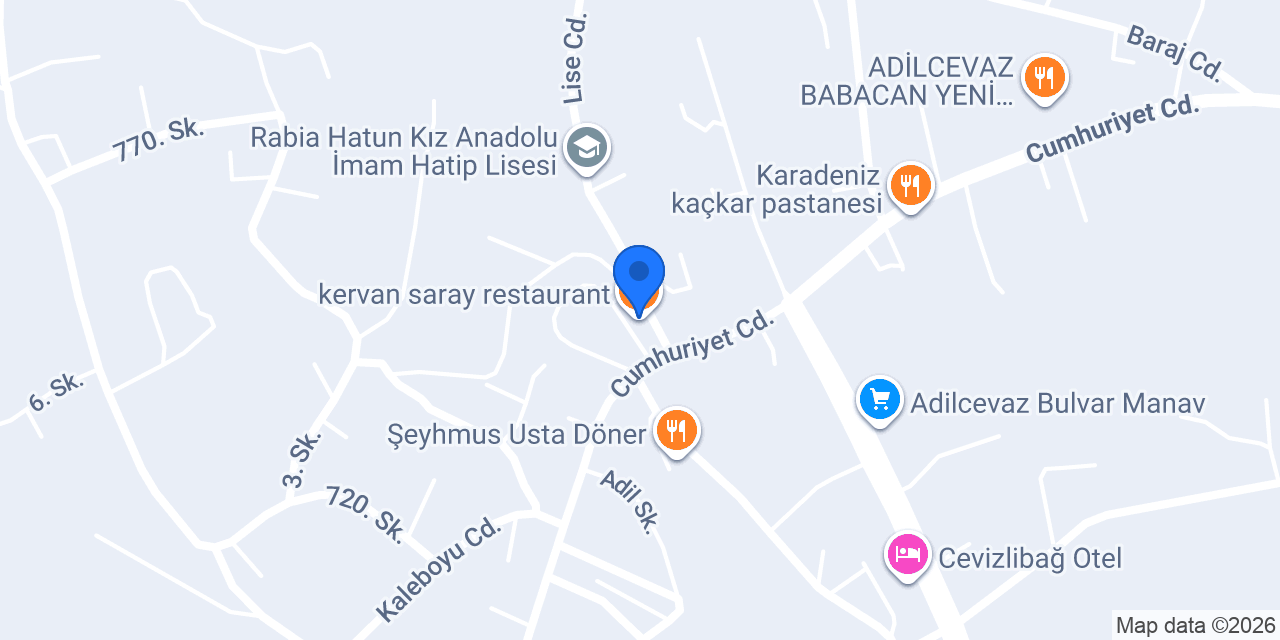 kervan saray restaurant konumu