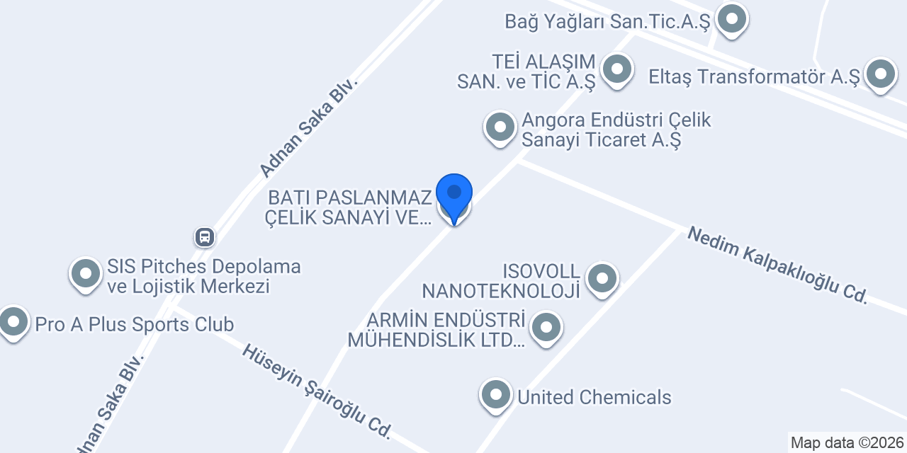 BATI PASLANMAZ ÇELİK SANAYİ VE TİCARET A.Ş konumu