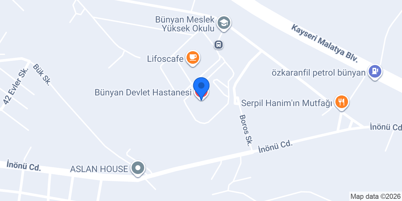 Bünyan Devlet Hastanesi konumu