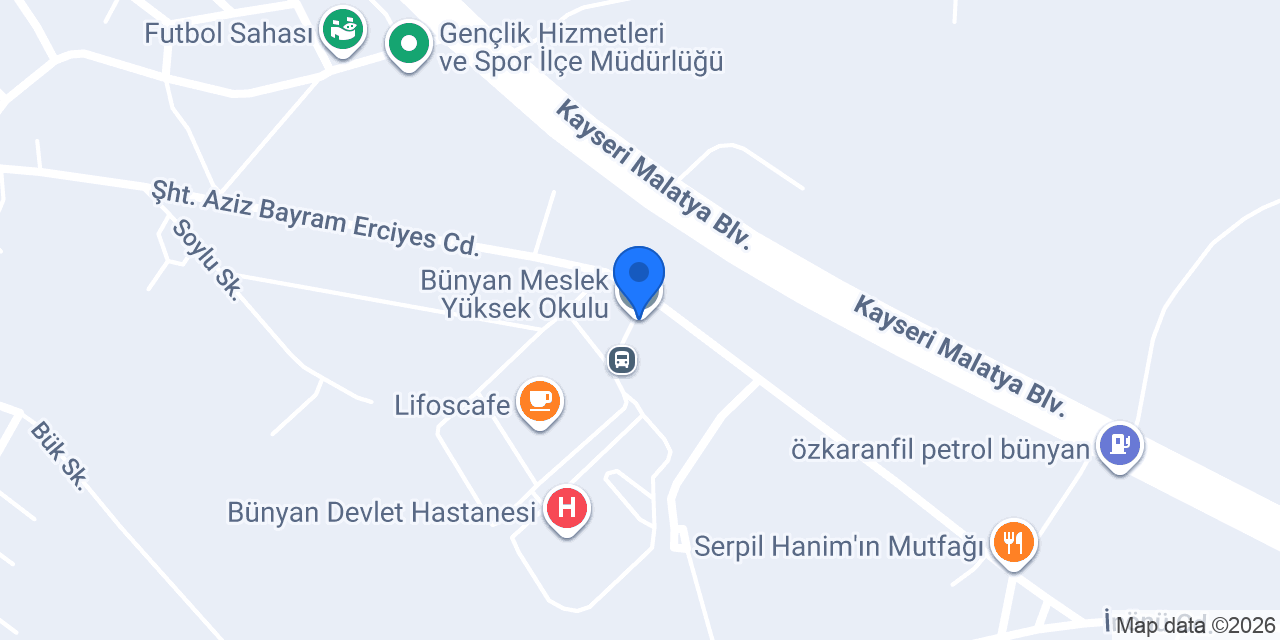 Bünyan Meslek Yüksek Okulu konumu