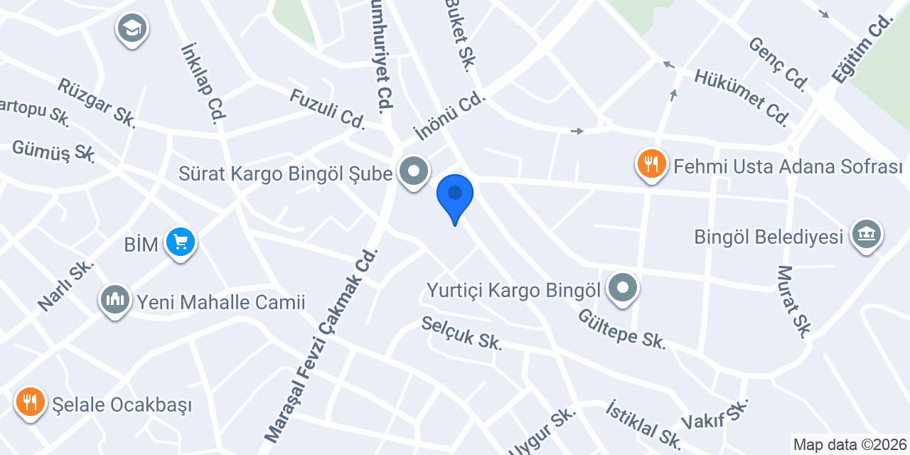 Demirel Yapı - Jotun Bingöl Satış Noktası konumu