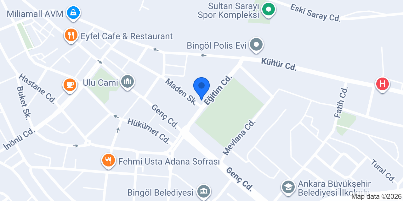 Bingöl Halk Eğitimi Merkezi konumu