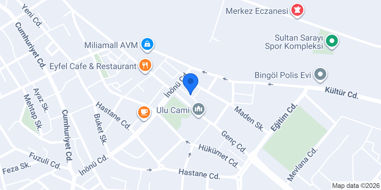 Bingöl Otel Çınar konumu