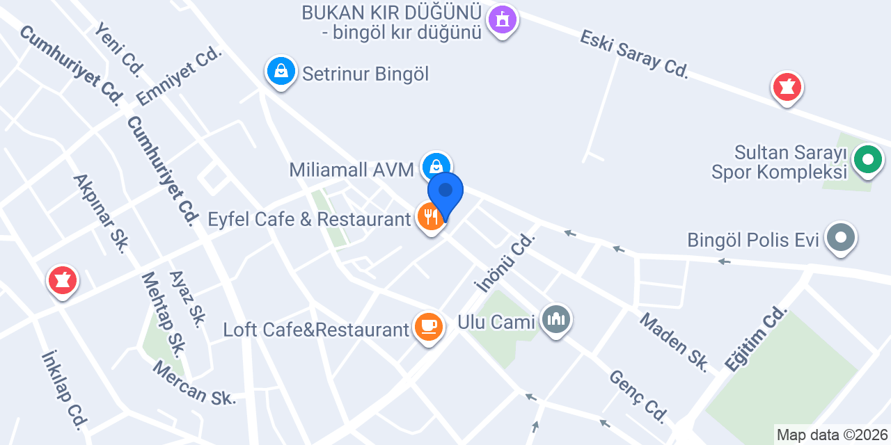 ebebek Bingöl Miliamall AVM konumu