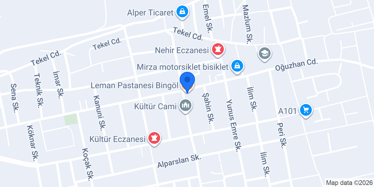 Leman Pastanesi Bingöl konumu