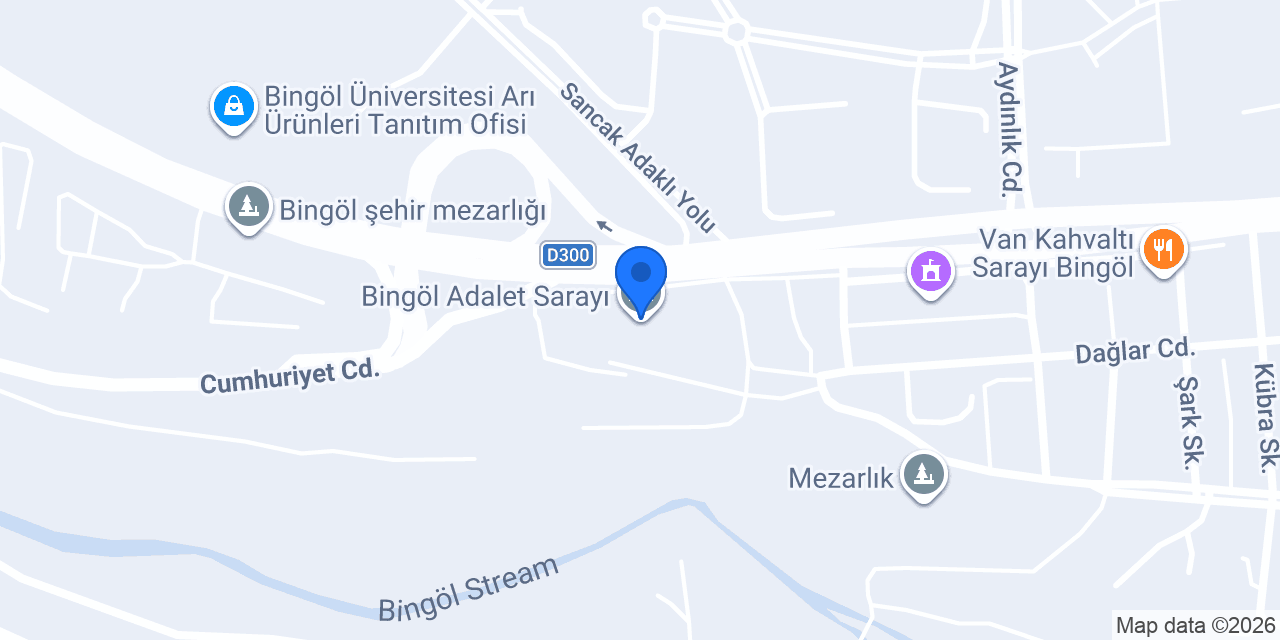 Bingöl Adalet Sarayı konumu