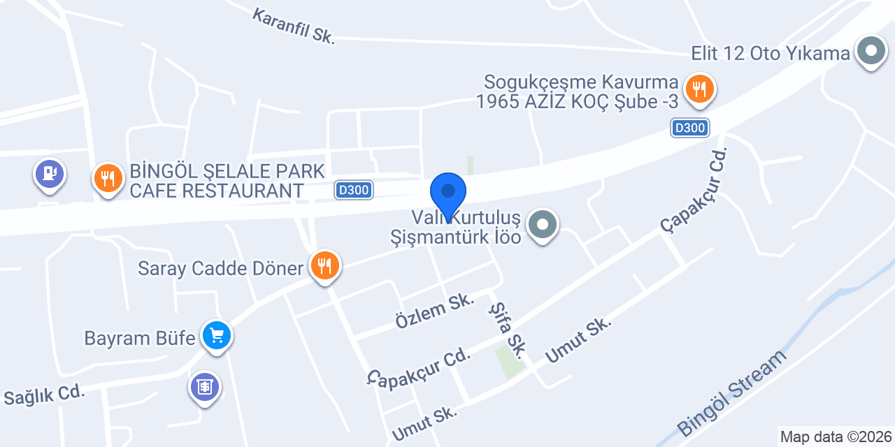 Piyadan Yapı Mağazaları Bingöl konumu