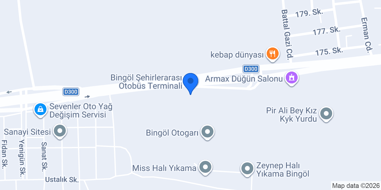 Yeni Bingöl Seyahat Bingöl Otogar konumu