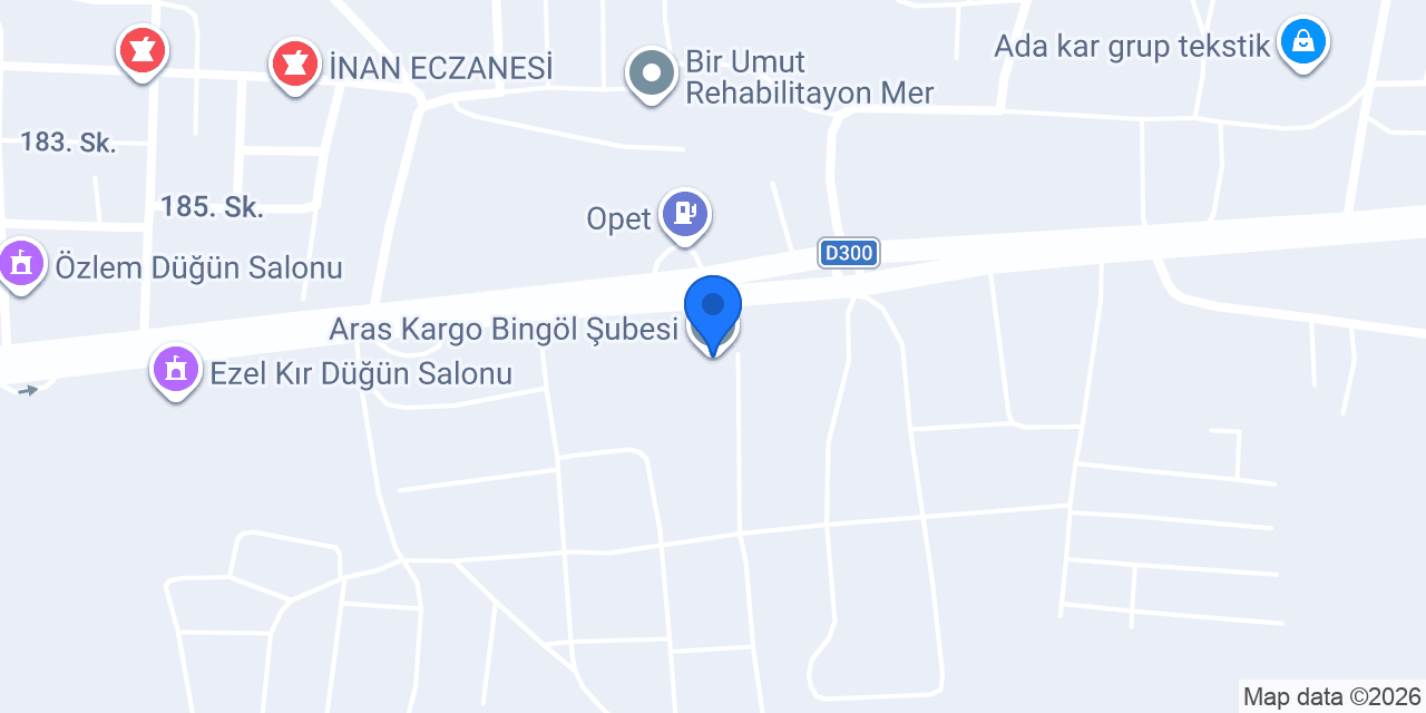Aras Kargo Bingöl Şubesi konumu