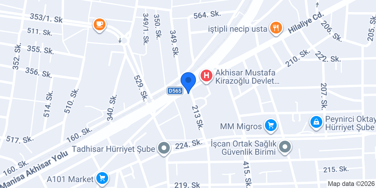 Akhisar Prime Veteriner Kliniği konumu