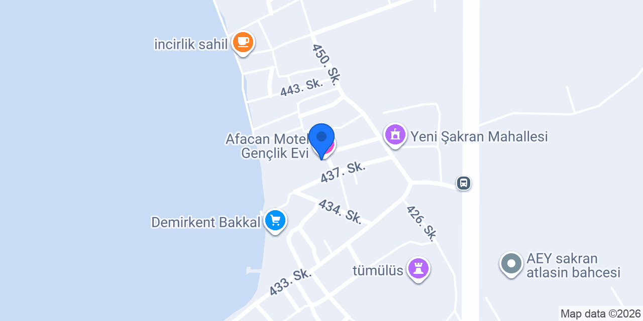 Afacan Motel Gençlik Evi konumu