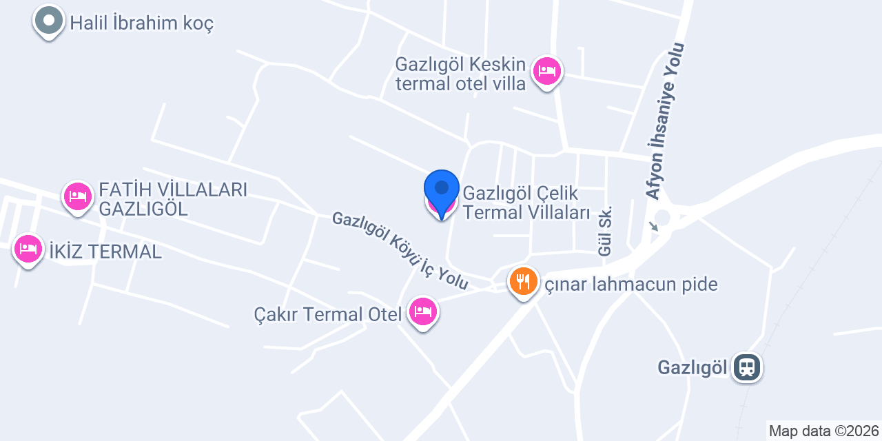 Gazlıgöl Çelik Termal Villaları konumu