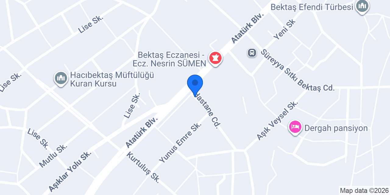 Hacıbektaş İlçe Hastanesi konumu