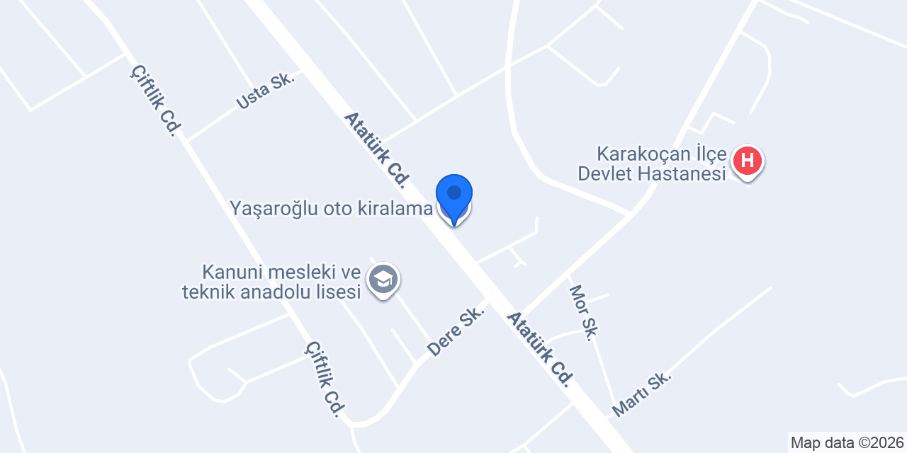 Yaşaroğlu oto kiralama konumu
