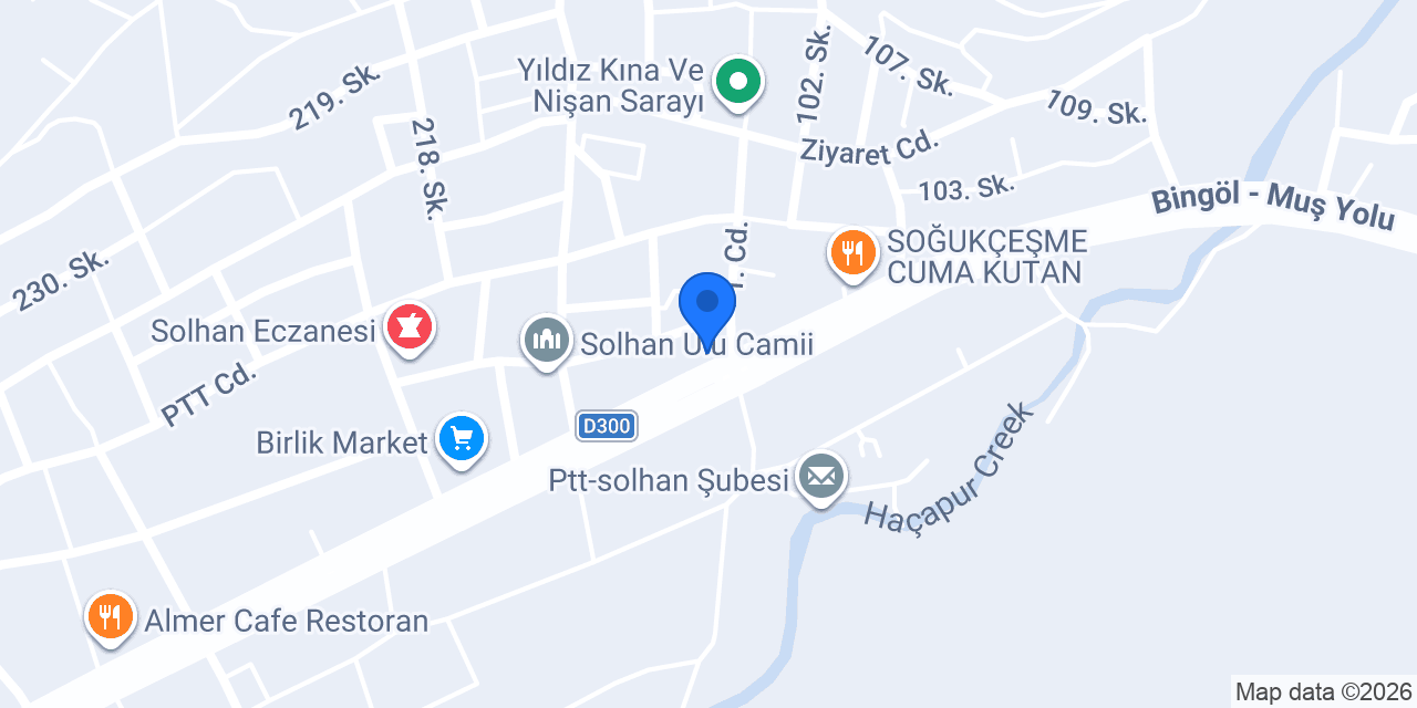Solhan Merkez Taksi konumu