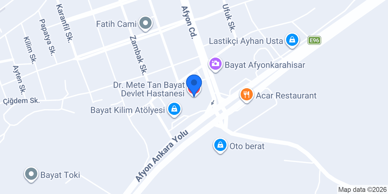 Dr. Mete Tan Bayat Devlet Hastanesi konumu