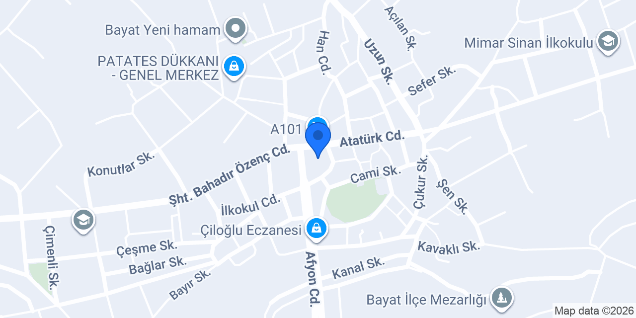 Bayat Erkek Öğrenci Yurdu konumu