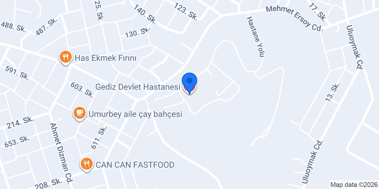 Gediz Devlet Hastanesi konumu