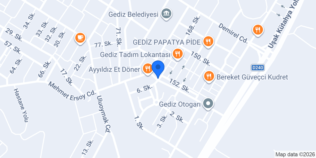 Gediz taksi durağı konumu