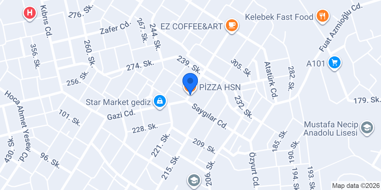 PİZZA HSN konumu