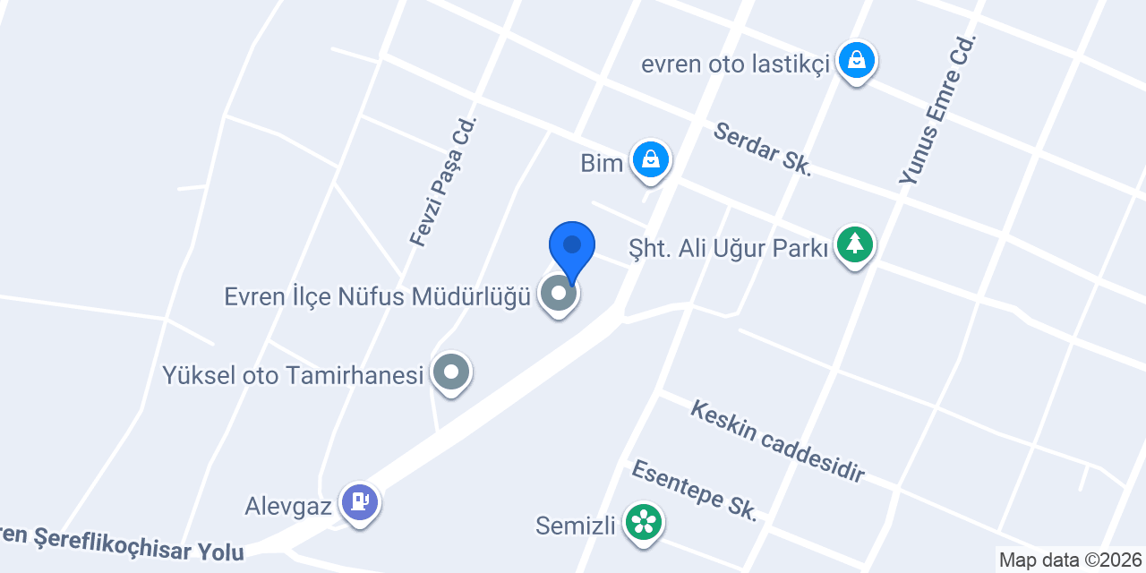 Evren Mal Müdürlüğü konumu