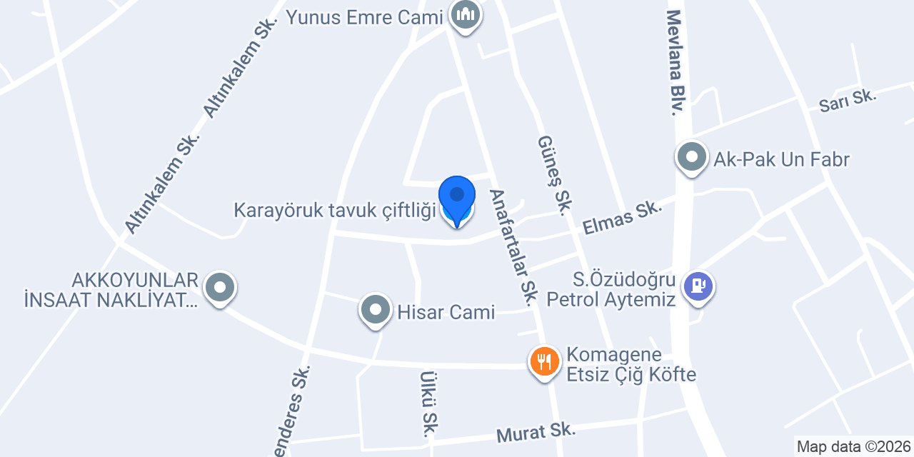 Karayöruk tavuk çiftliği konumu