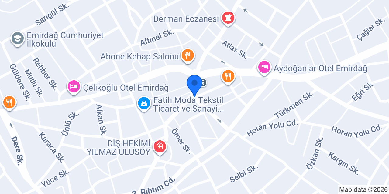 Akbank Emirdağ Şubesi konumu