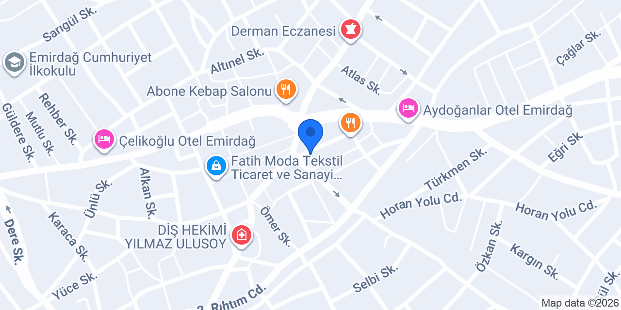Emirdağ Amorium Otel konumu