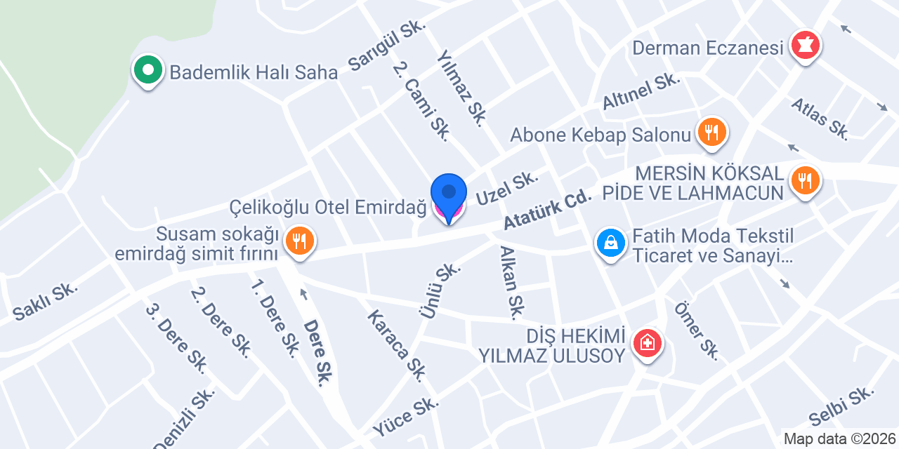 Çelikoğlu Otel Emirdağ konumu