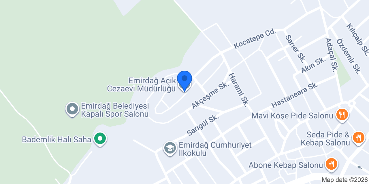 Emirdağ Açık Cezaevi Müdürlüğü konumu