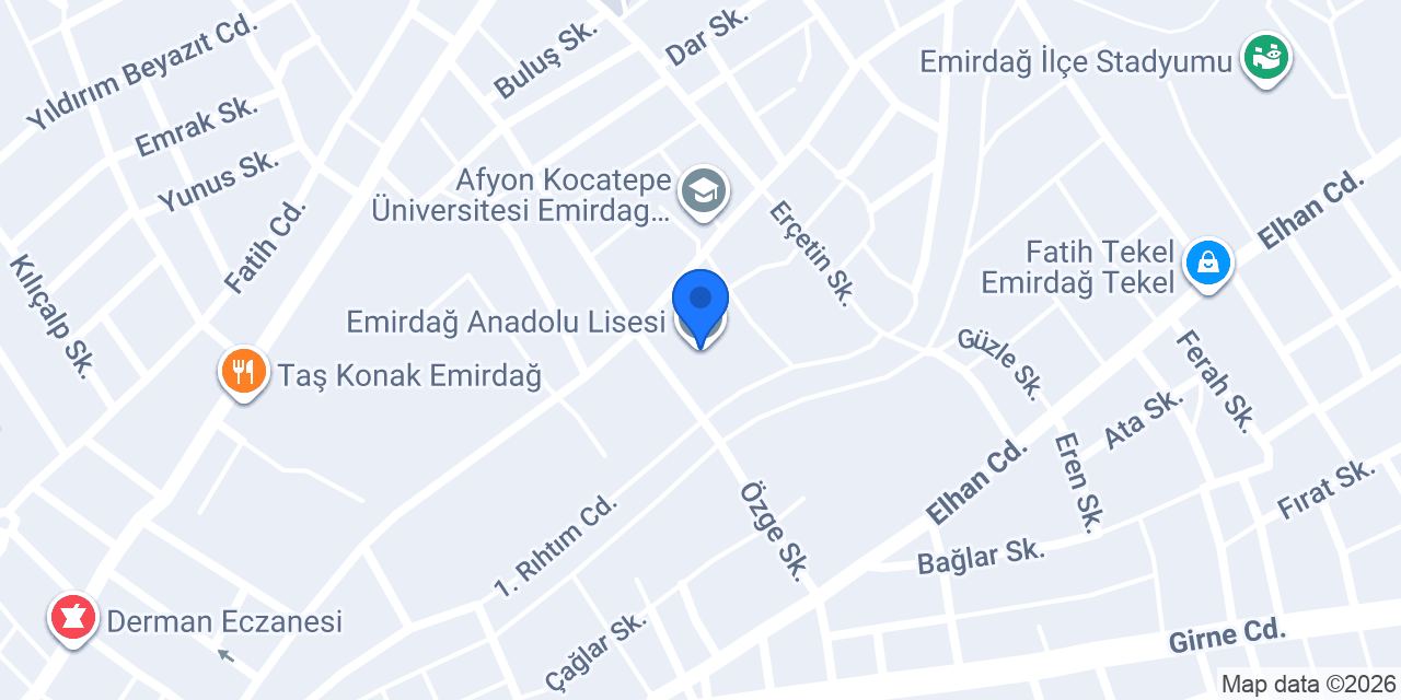 Emirdağ Anadolu Lisesi konumu