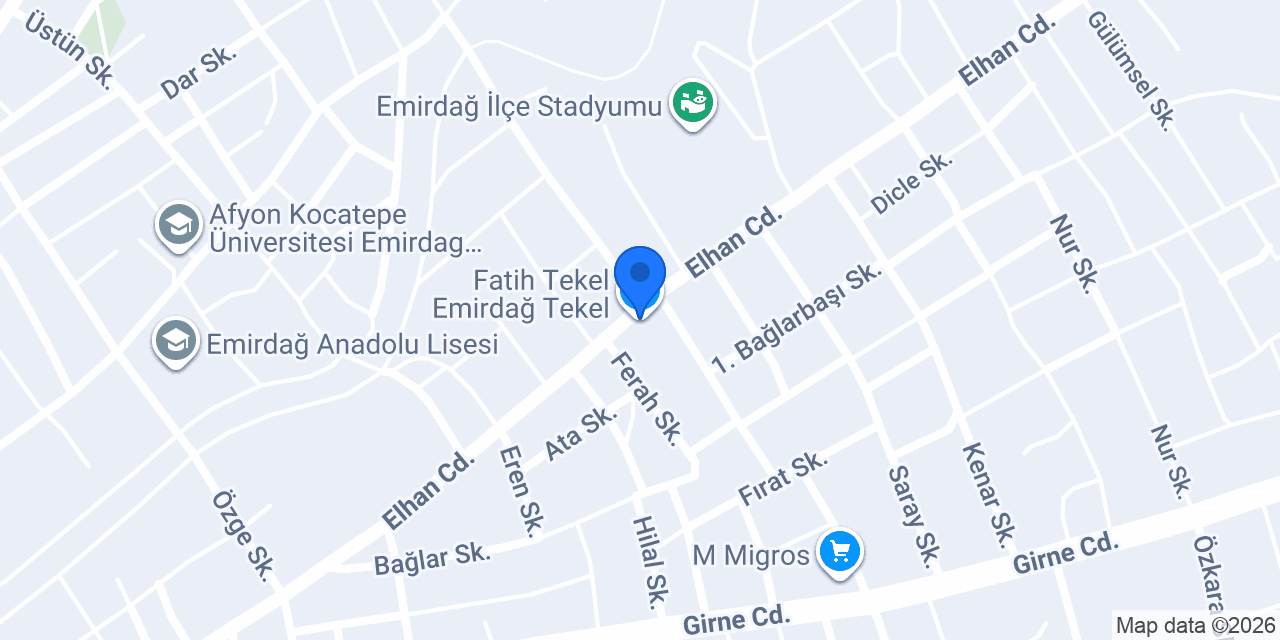 Fatih Tekel Emirdağ Tekel konumu