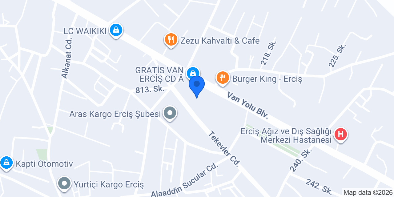 Terra Pizza - Van Erciş Vanyolu konumu
