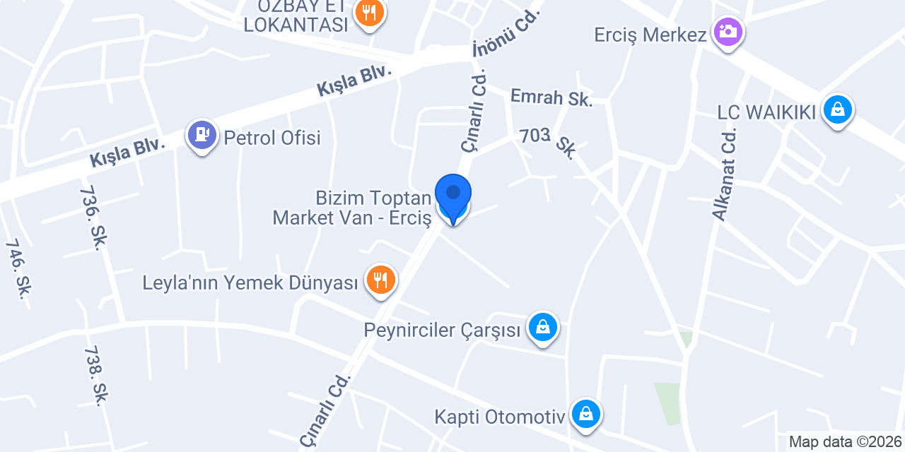 Bizim Toptan Market Van - Erciş konumu